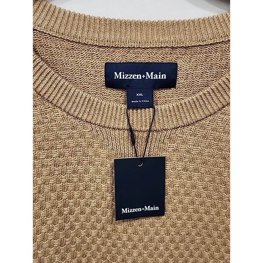 Mizzen+Main NWT Hillcrest Crewneck Sweater‎ Mens XXL Beige Cotton/Wool Blend New